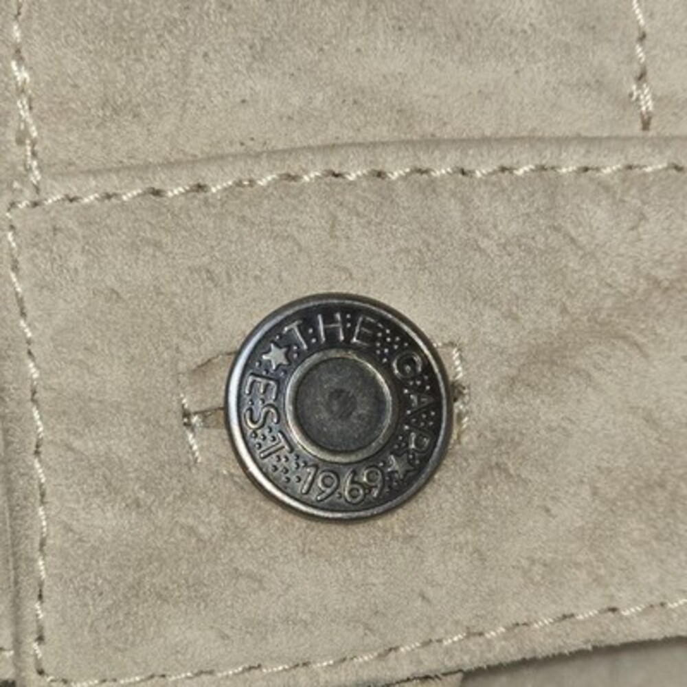 GAP Genuine Suede Leather Trucker Jacket Beige Tan Vintage 90s Men’s Small 100% - Picture 4 of 9